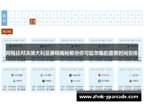 阿根廷对决澳大利亚赛程揭秘那些你可能忽略的重要时间安排